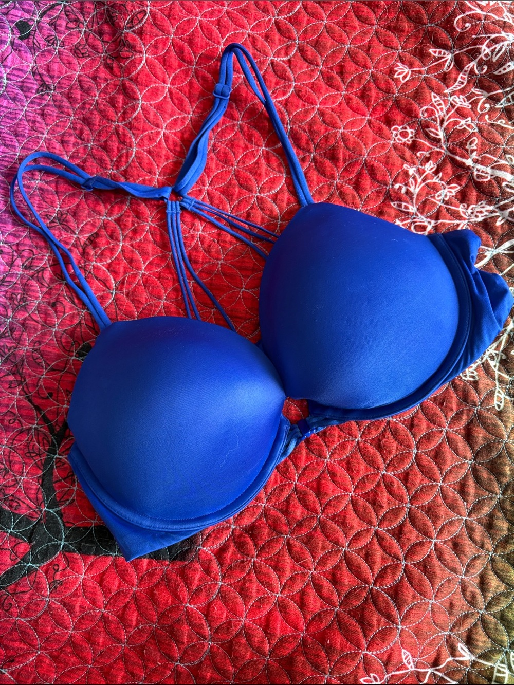 Bright Blue Strappy Push-Up Bra